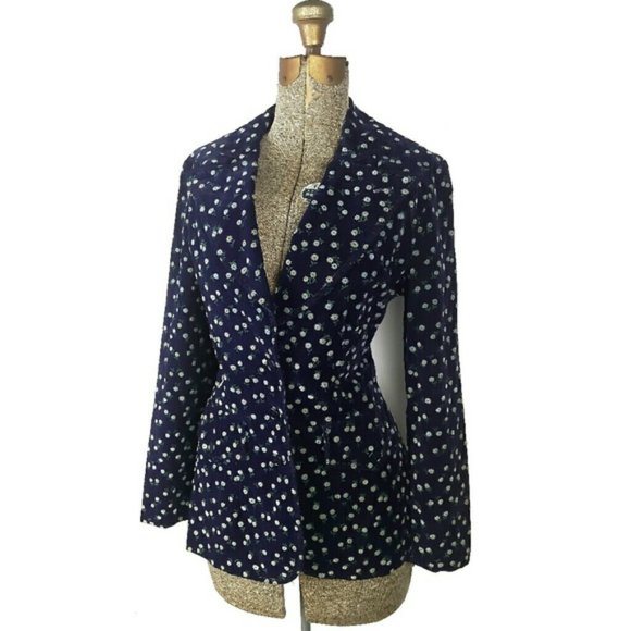 Custom made Fitted Velvet jacket Floral Ptint blazer sz.XS - Picture 10 of 16